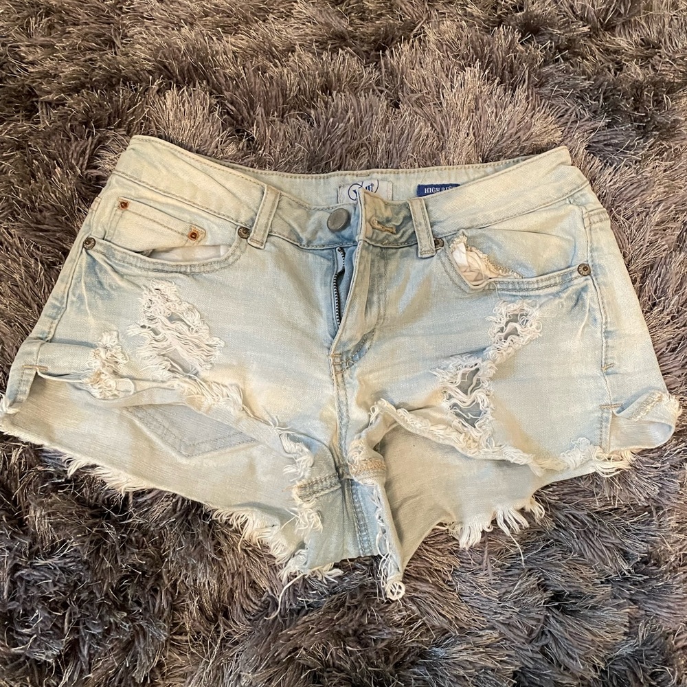 Light wash denim shorts